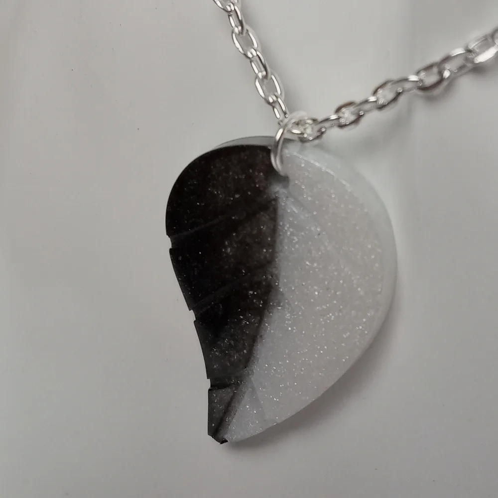 Elegant Black and White Leaf Pendant Necklace